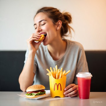 Ilustrasi makan di McDonald's.